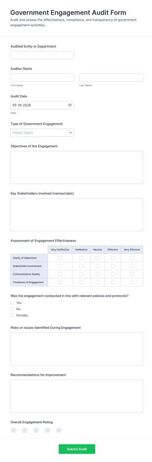 Government Engagement Audit Form Template