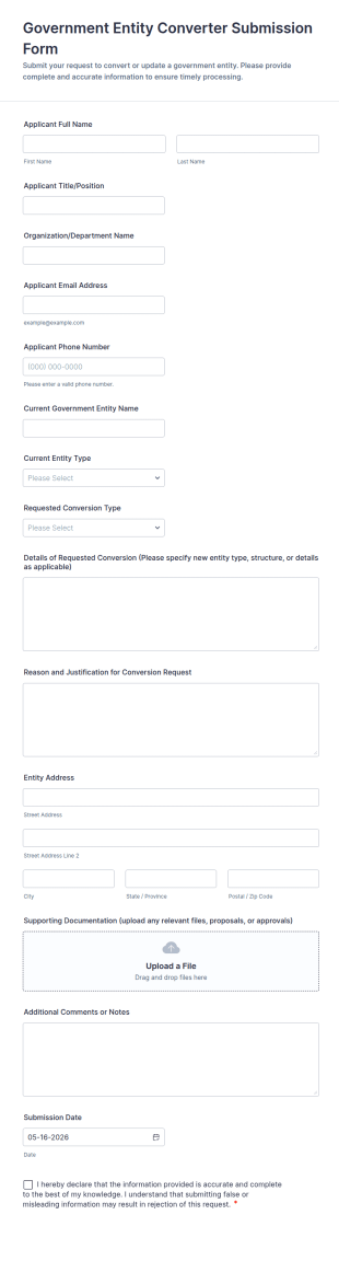 Government Entity Converter Submission Form Template