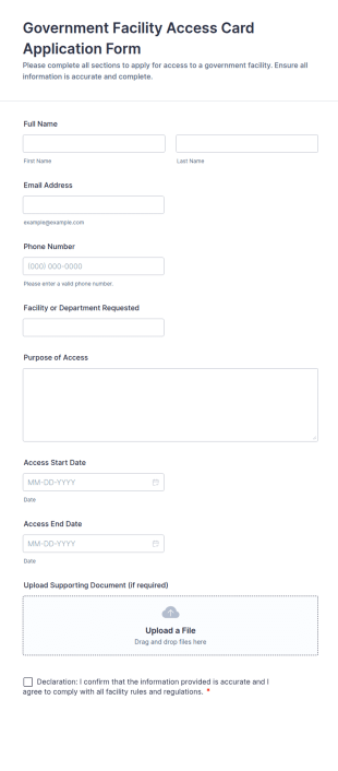 Government Facility Access Card Application Form Template