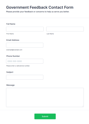 Government Feedback Contact Form Template