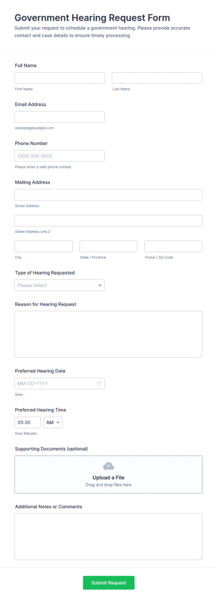Government Hearing Request Form Template
