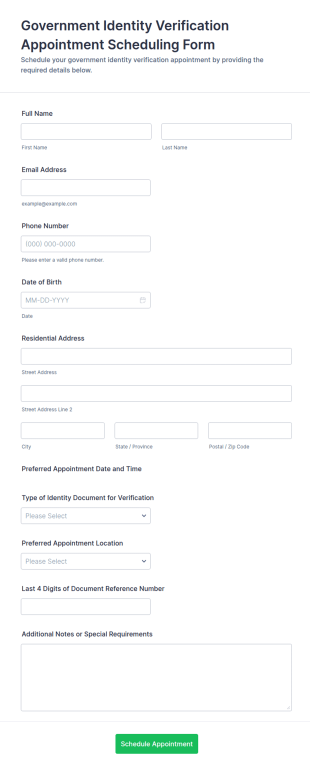 Government Identity Verification Appointment Scheduling Form Template