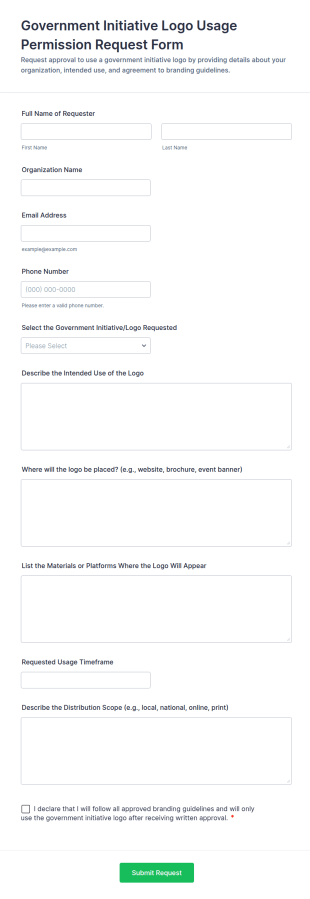 Government Initiative Logo Usage Permission Request Form Template