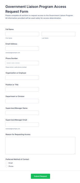 Government Liaison Program Access Request Form Template
