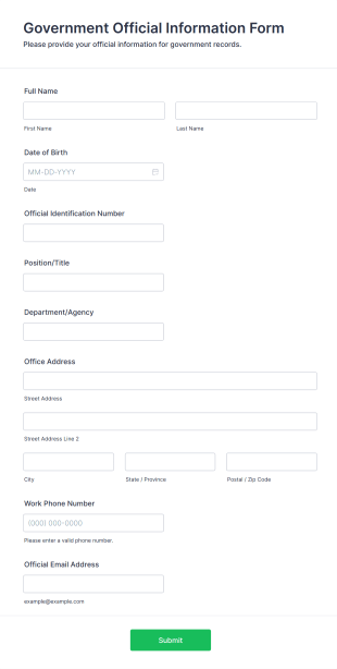 Government Official Information Form Form Template