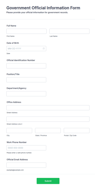 Government Official Information Form Template