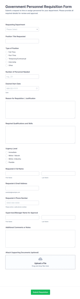 Government Personnel Requisition Form Template