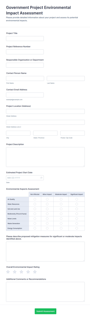 Government Project Environmental Impact Assessment Form Template