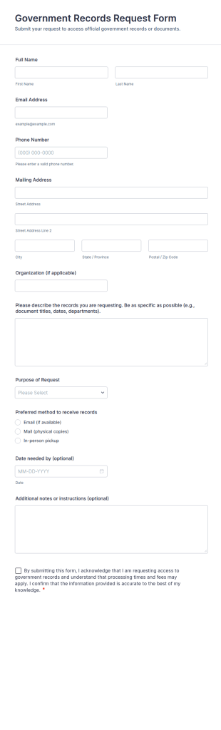 Government Records Request Form Template