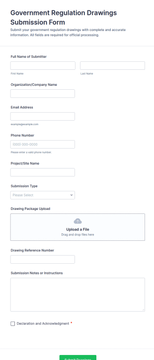 Government Regulation Drawings Submission Form Template