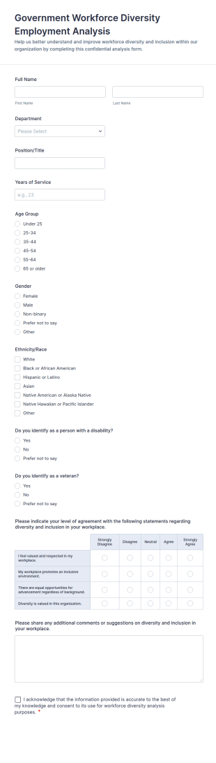 Government Workforce Diversity Employment Analysis Form Template