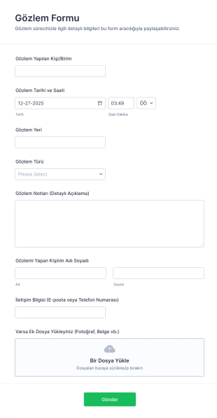 Gözlem Form Şablonu