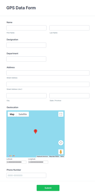 GPS Location Data Form Template