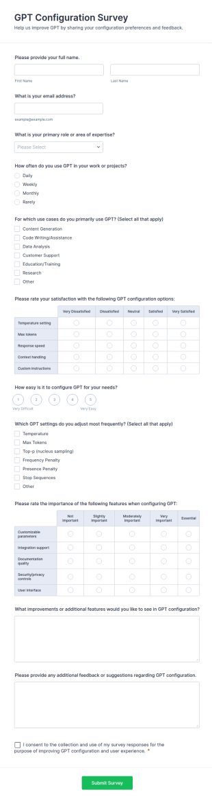 GPT Configuration Survey Form Template