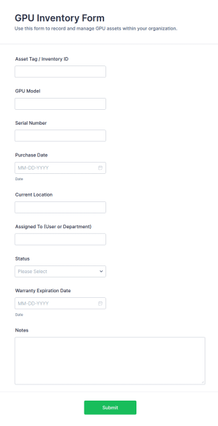 GPU Inventory Form Template