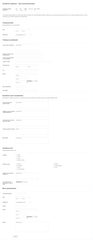 Graafinen Työtilaus Työn Kartoituslomake Form Template