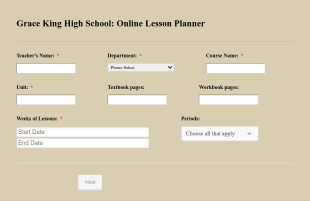 Grace King High School Online Lesson Planner Form Template