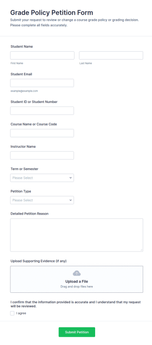 Grade Policy Petition Form Template