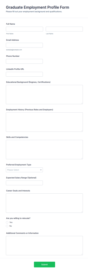 Graduate Employment Profile Form Template