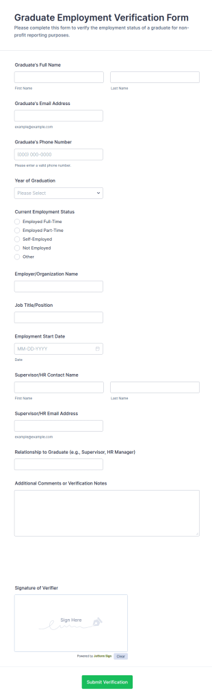 Graduate Employment Verification Form Template