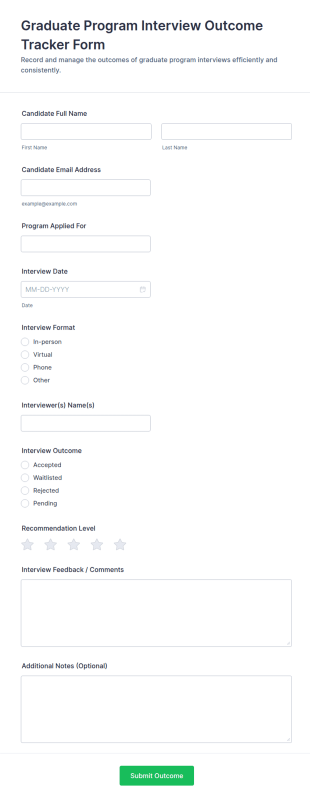 Graduate Program Interview Outcome Tracker Form Template