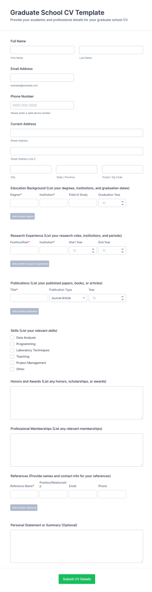 Graduate School CV Template