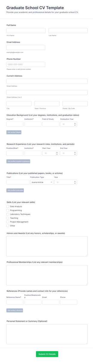 Graduate School CV Template
