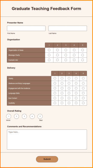 Graduate Teaching Feedback Form Template