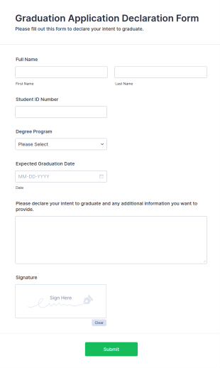 Graduation Application Declaration Form Template
