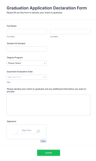 Graduation Application Declaration Form Template
