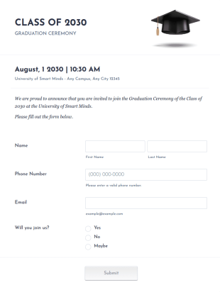 Graduation Ceremony Invitation Form Template