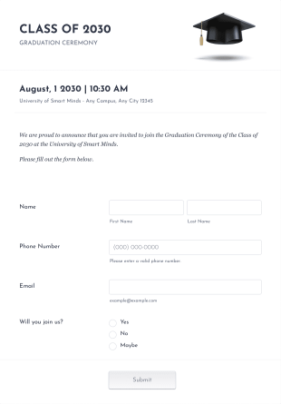 Graduation Ceremony Invitation Form Template