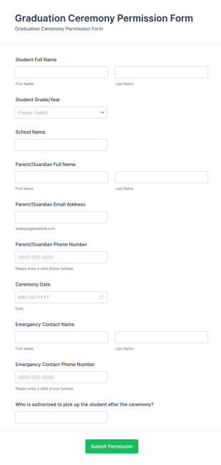 Graduation Ceremony Permission Form Template