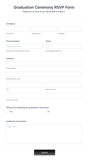 Graduation Ceremony RSVP Form Template