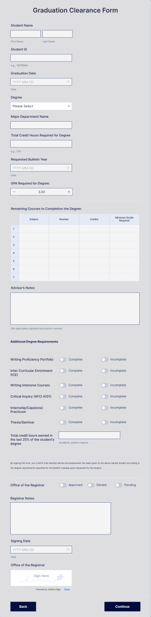 Graduation Clearance Form Template