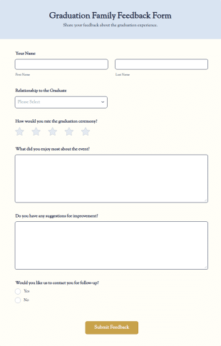 Graduation Family Feedback Form Template