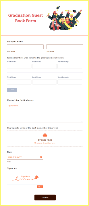 Graduation Guest Book Form Template