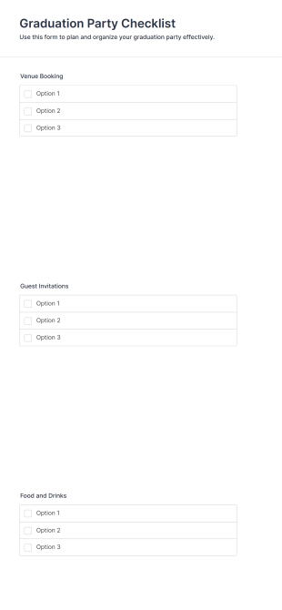 Graduation Party Checklist Form Template