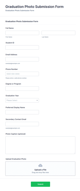 Graduation Photo Submission Form Template