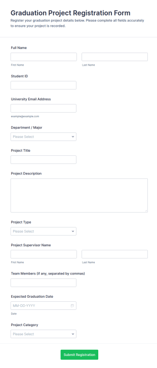 Graduation Project Registration Form Template