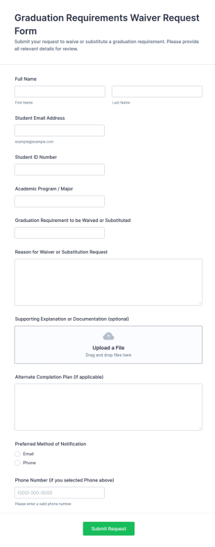 Graduation Requirements Waiver Request Form Template