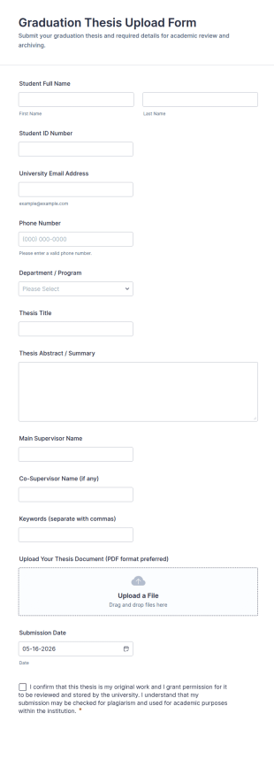 Graduation Thesis Upload Form Template