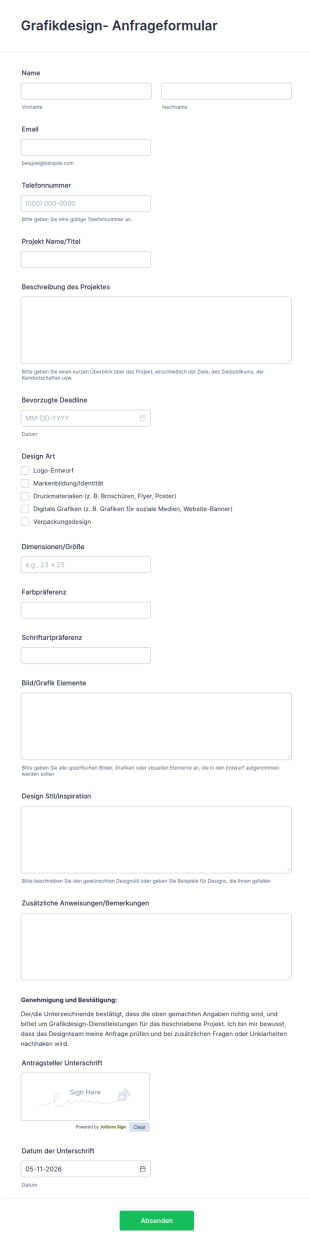 Grafikdesign Anfrageformular