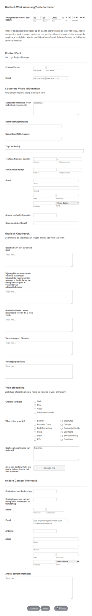 Grafisch Werk Aanvraag/Bestelformulier