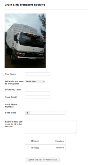 Grain Link Transport Booking Form Template