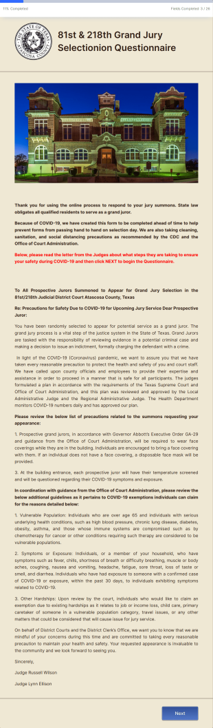 Grand Jury District Court Juror Questionnaire Form Template