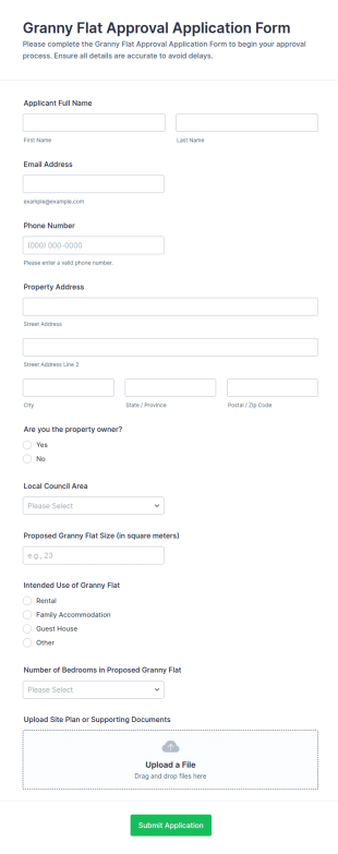 Granny Flat Approval Application Form Template