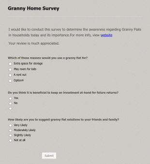 Granny Home Survey Form Template