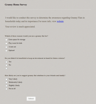 Granny Home Survey Form Template