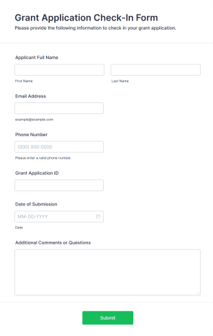 Grant Application Check In Form Template